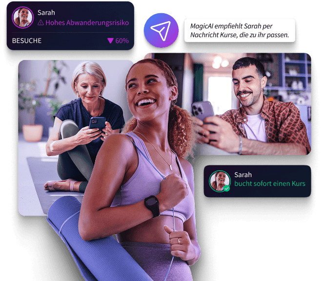 Fitness-Studio-Software mit automatischer Mitglieder-Rückgewinnung durch gezielte Kurs-Empfehlungen.