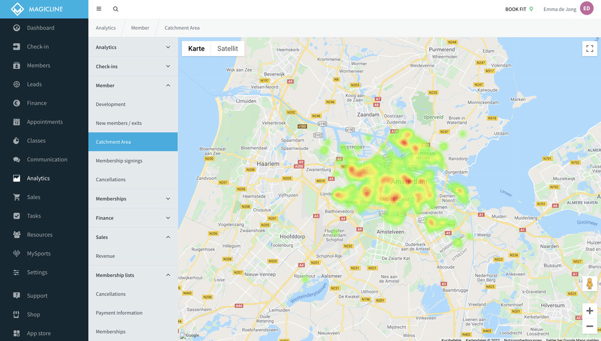 The heat map gives you an overview of your entire catchment area.