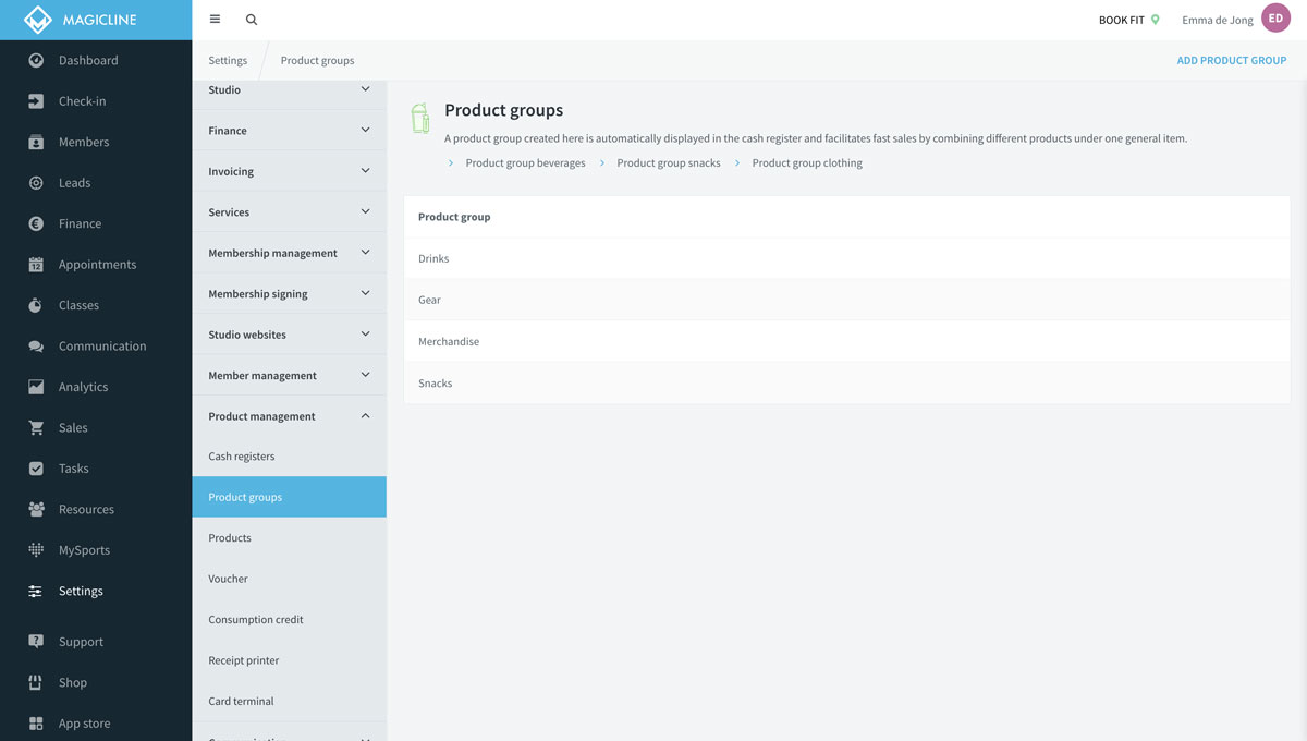 Create product groups in order to have a better overview.