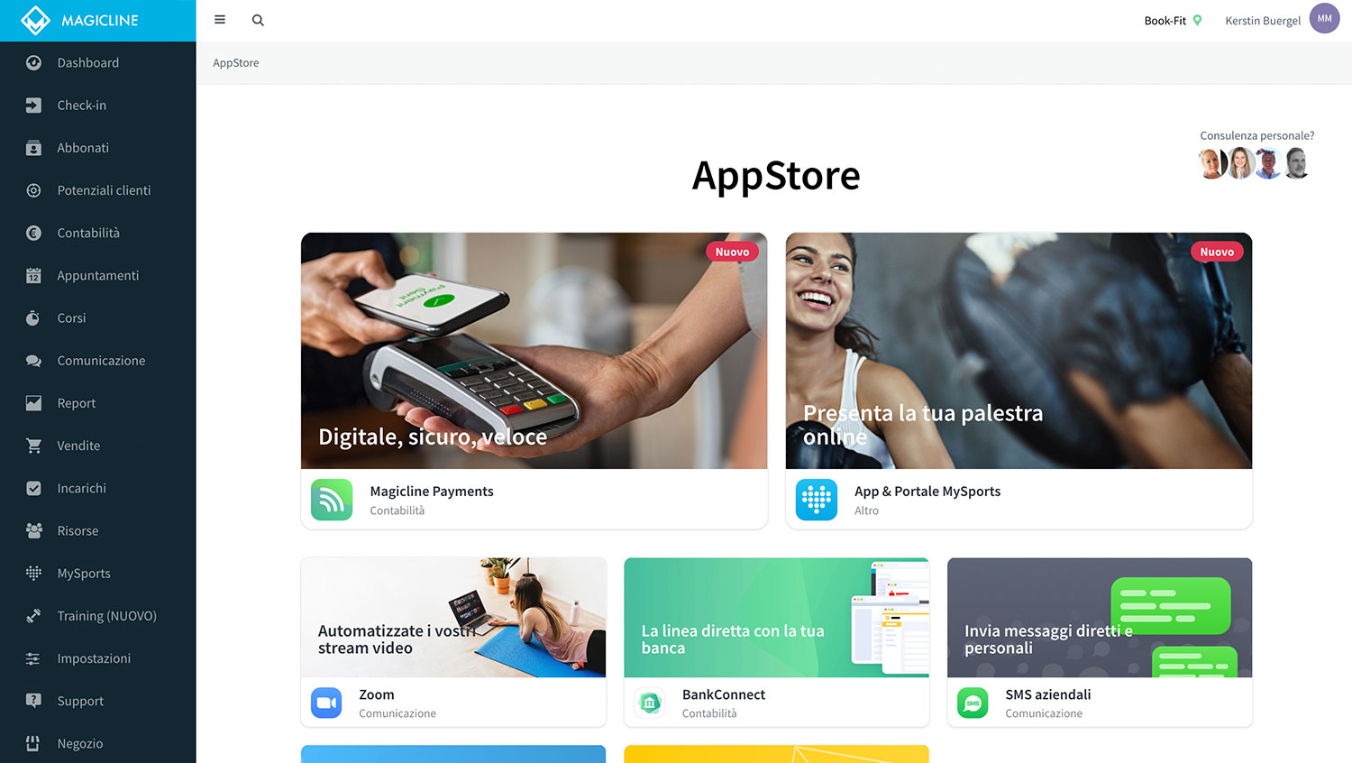 Avvia il processo di attivazione di Magicline Payments nell'App store di Magicline