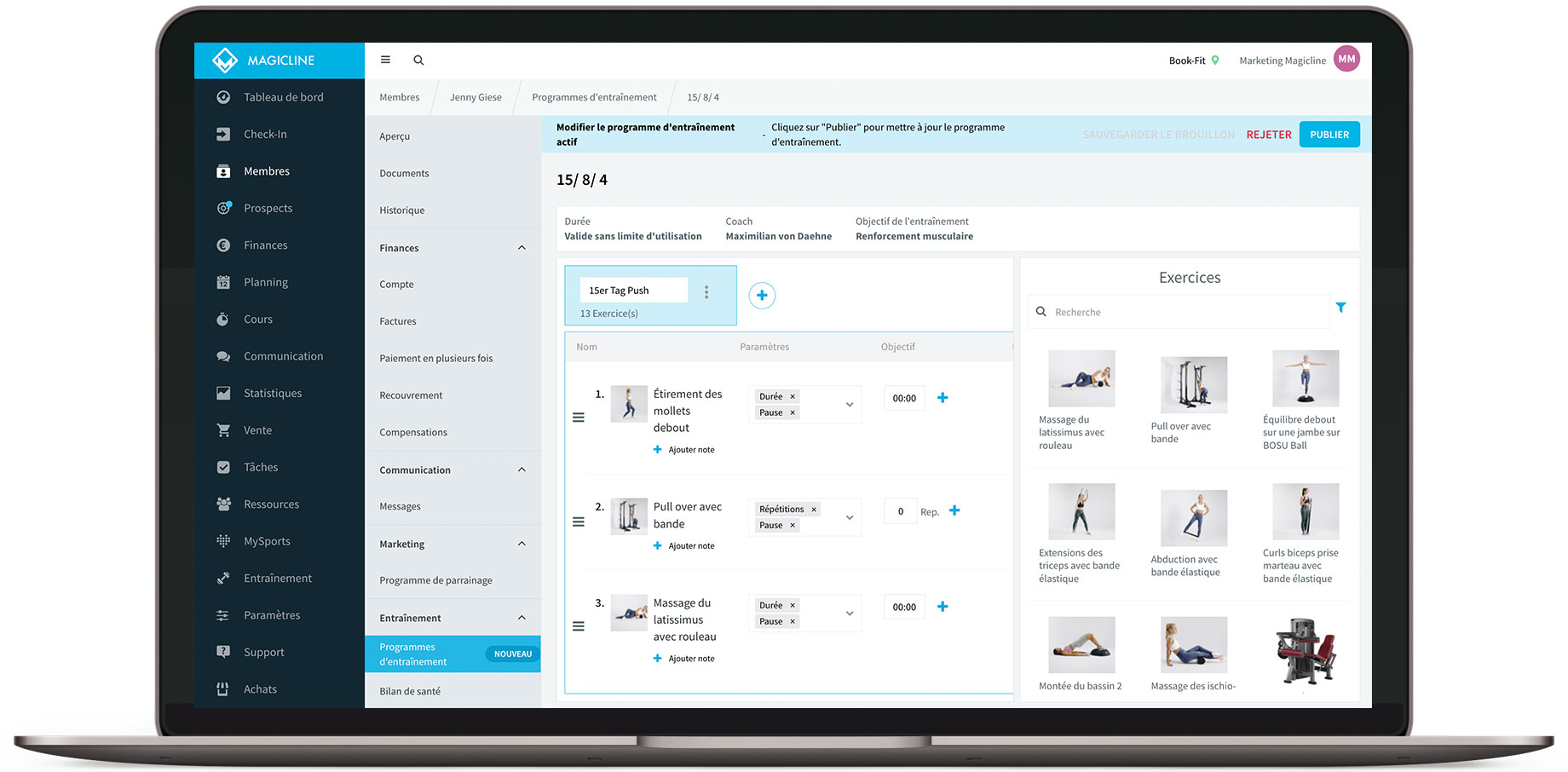 <p>Application MySports gratuite avec programmes d’entraînement, self-service pour les membres et cours Zoom en ligne.</p>
