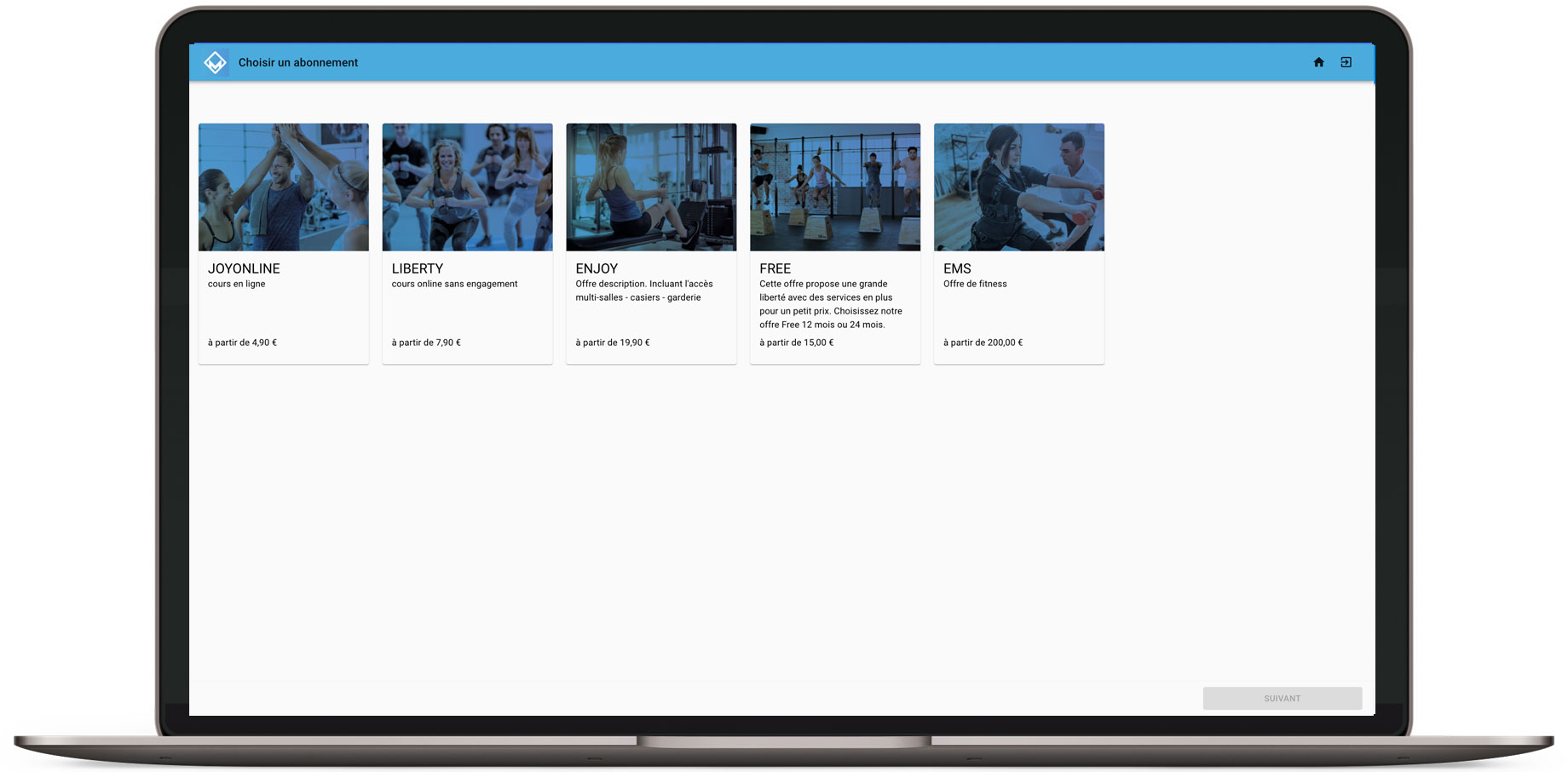 <p>Application MySports gratuite avec programmes d’entraînement, self-service pour les membres et cours Zoom en ligne.</p>
